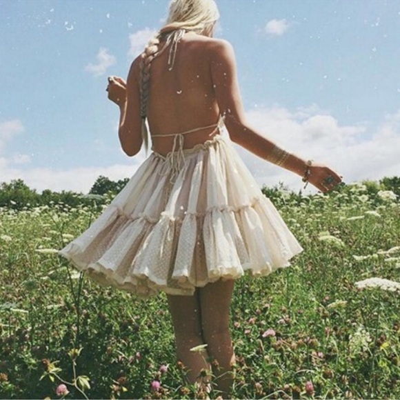 FREE PEOPLE 100-degree Halter Dress In Tahiti Breez Cream Ivory Size XS - Picture 2 of 12